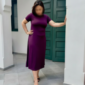 Robe Longue Femme Noir & Prune