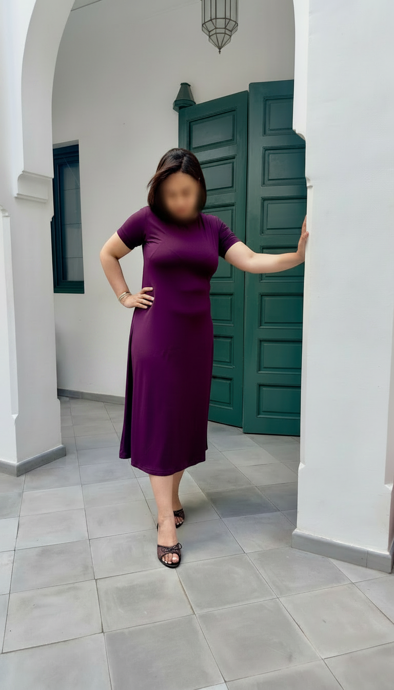 Robe Longue Femme Noir & Prune