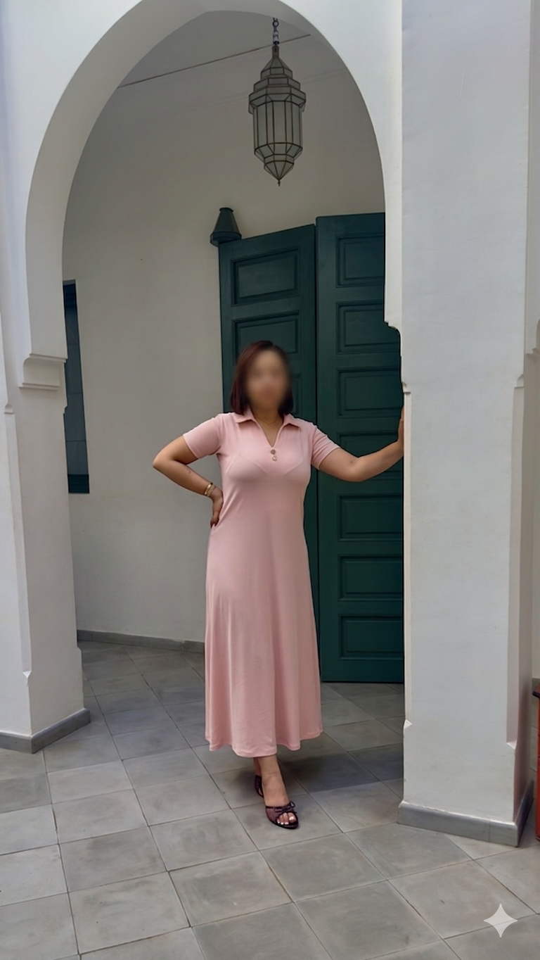 Robe Longue Rose et Bleu ciel – Image 2