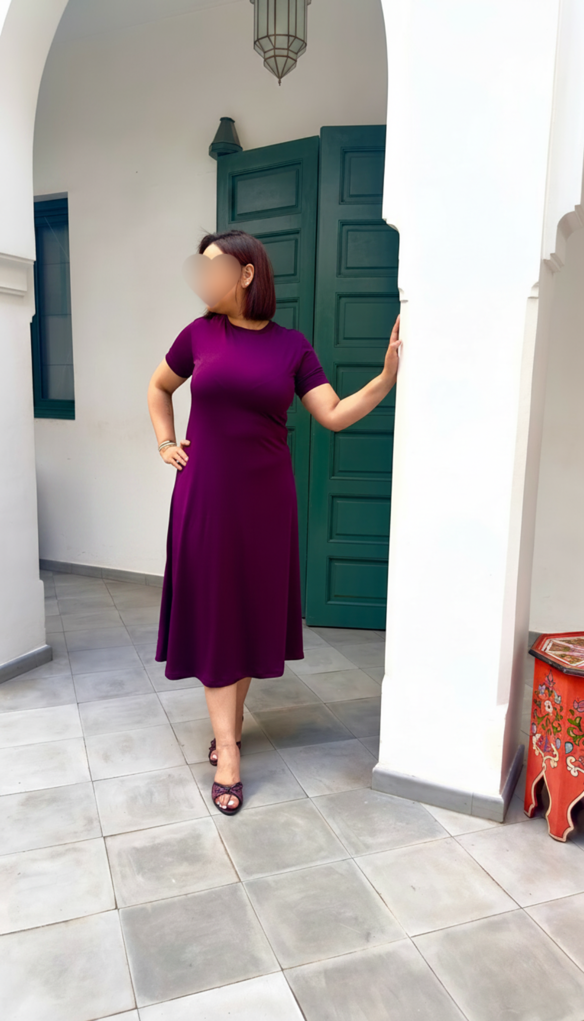 Robe Longue Femme Noir & Prune – Image 2