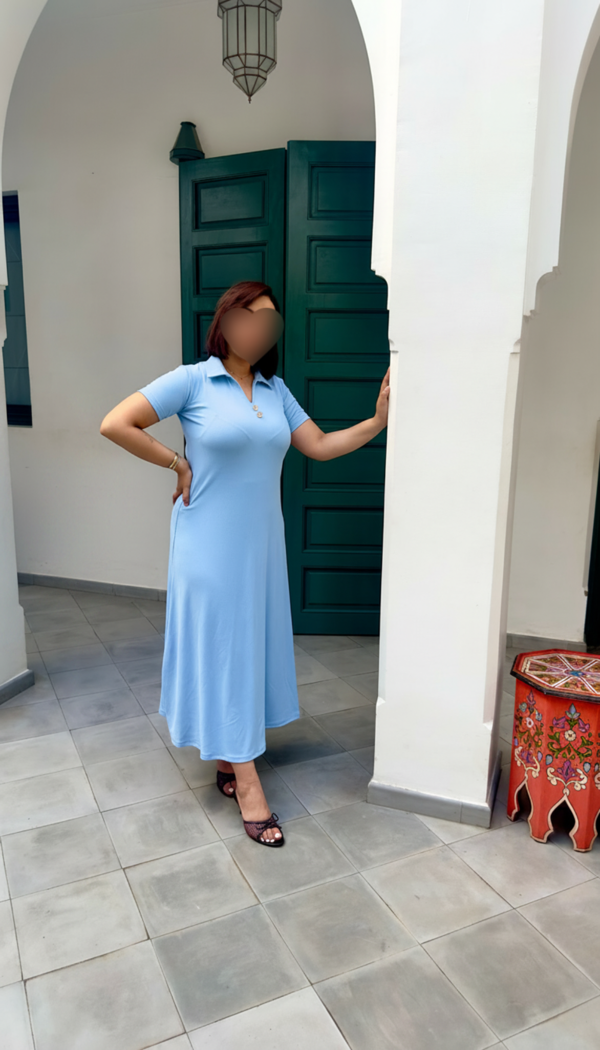 Robe Longue Rose et Bleu ciel